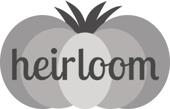 Heirloom grayscale logo with text